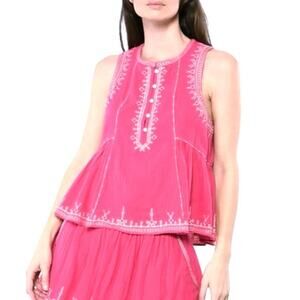 Isabel Marant Etoile Raspberry 'pagos' Embroidered Blouse In Cotton NWOT Size 40